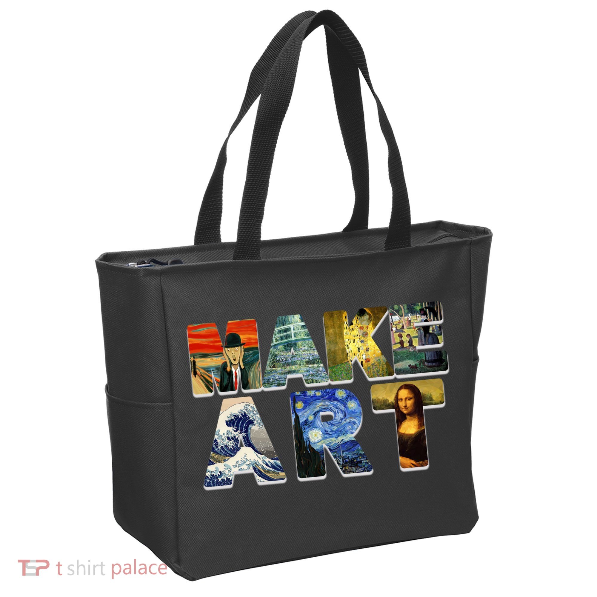 MAKE ART Funny Artist Artistic Humor Famous Paintings Tote Bag