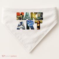 MAKE ART Funny Artist Artistic Humor Famous Paintings USA-Made Doggie Bandana thumb 0