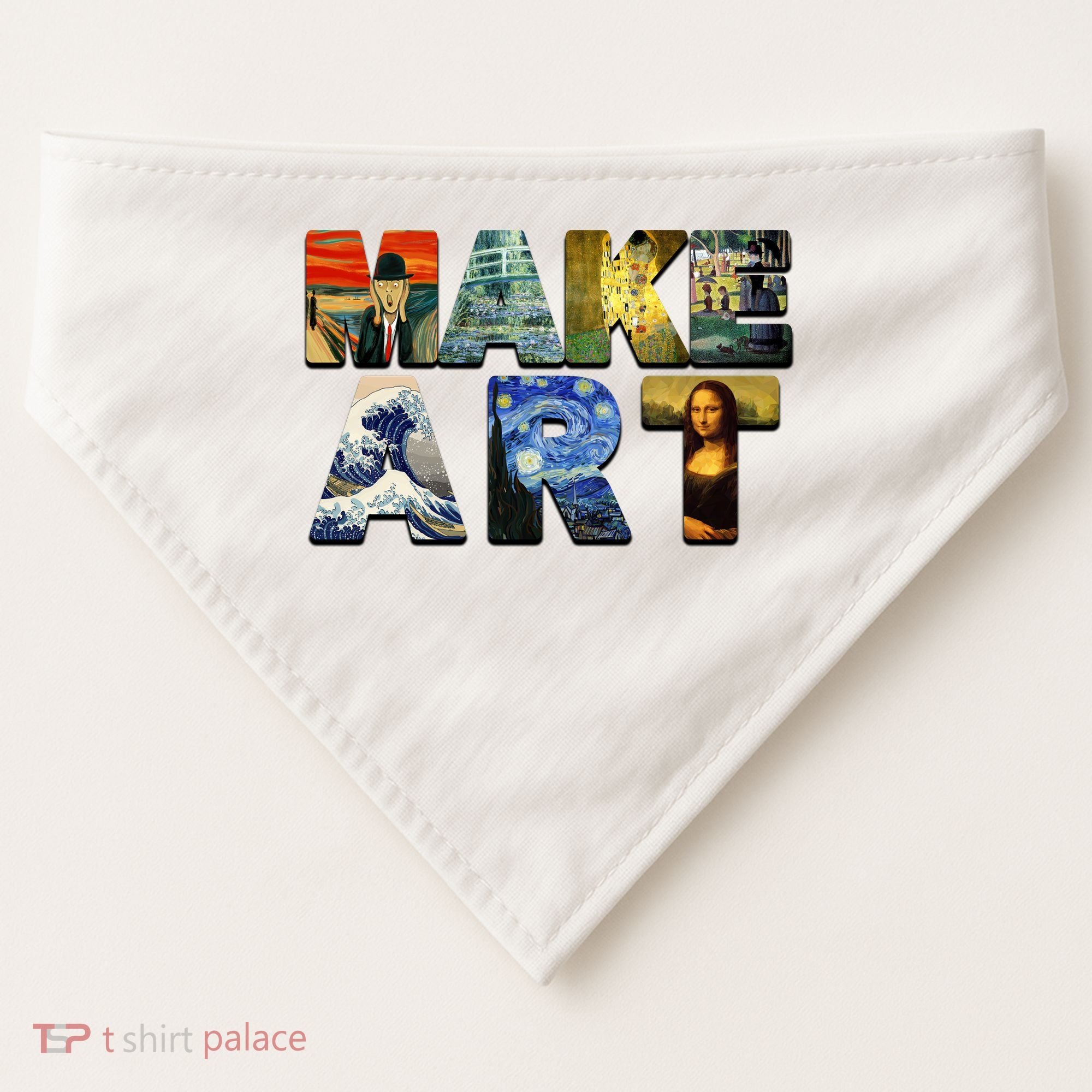 MAKE ART Funny Artist Artistic Humor Famous Paintings USA-Made Doggie Bandana