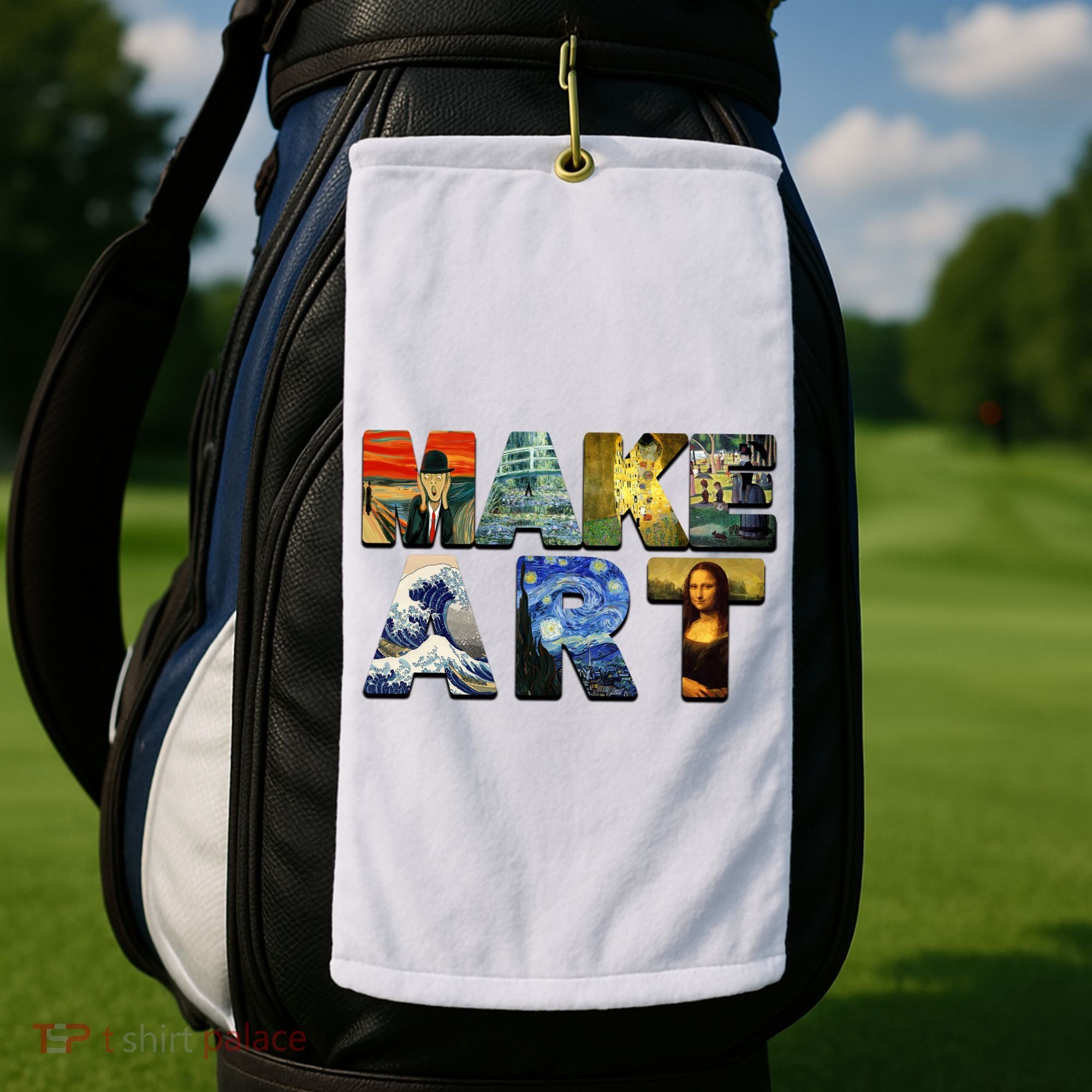 MAKE ART Funny Artist Artistic Humor Famous Paintings Golf Towel