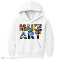 MAKE ART Funny Artist Artistic Humor Famous Paintings Kids Hoodie thumb 0