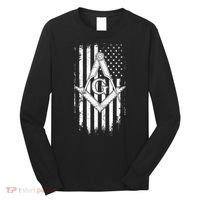 Masonic American Flag Square And Compass Freemason Long Sleeve Shirt thumb 0