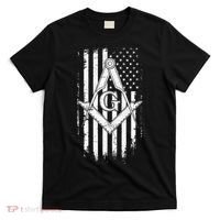Masonic American Flag Square And Compass Freemason T-Shirt thumb 0