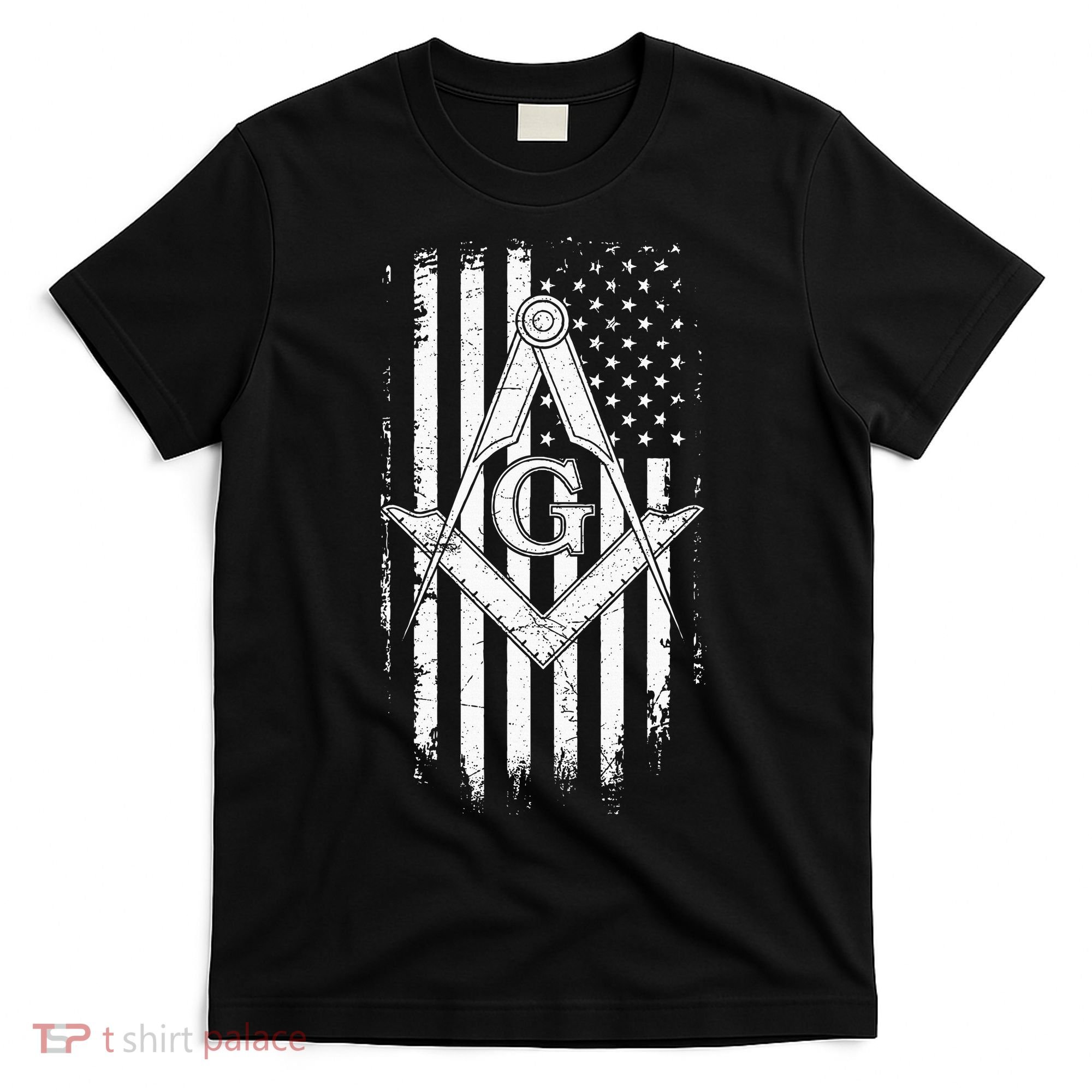 Masonic American Flag Square And Compass Freemason T-Shirt