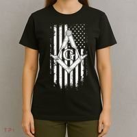 Masonic American Flag Square And Compass Freemason T-Shirt thumb 4