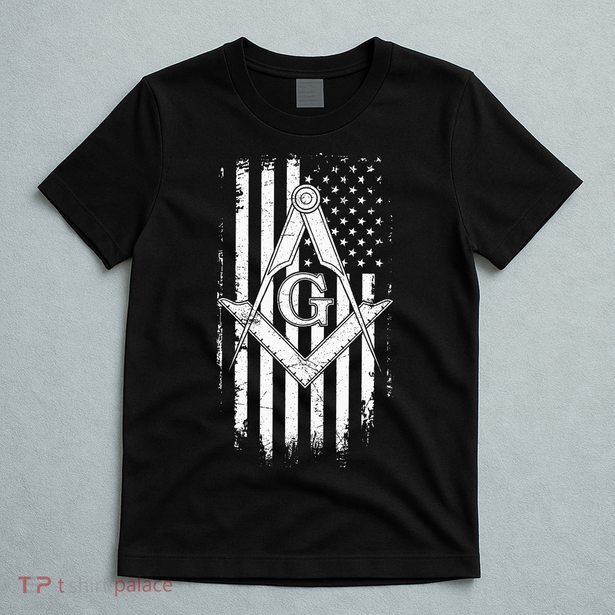 Masonic American Flag Square And Compass Freemason T-Shirt