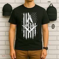 Masonic American Flag Square And Compass Freemason T-Shirt thumb 6