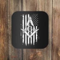 Masonic American Flag Square And Compass Freemason Coaster thumb 0