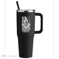 Masonic American Flag Square And Compass Freemason 40oz Vacuum Insulated Stainless Steel Travel Tumbler thumb 0