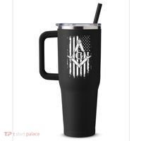Masonic American Flag Square And Compass Freemason 40oz Vacuum Insulated Stainless Steel Travel Tumbler thumb 2