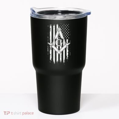Masonic American Flag Square And Compass Freemason Tumbler