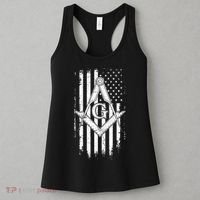 Masonic American Flag Square And Compass Freemason Women's Tank Top thumb 3