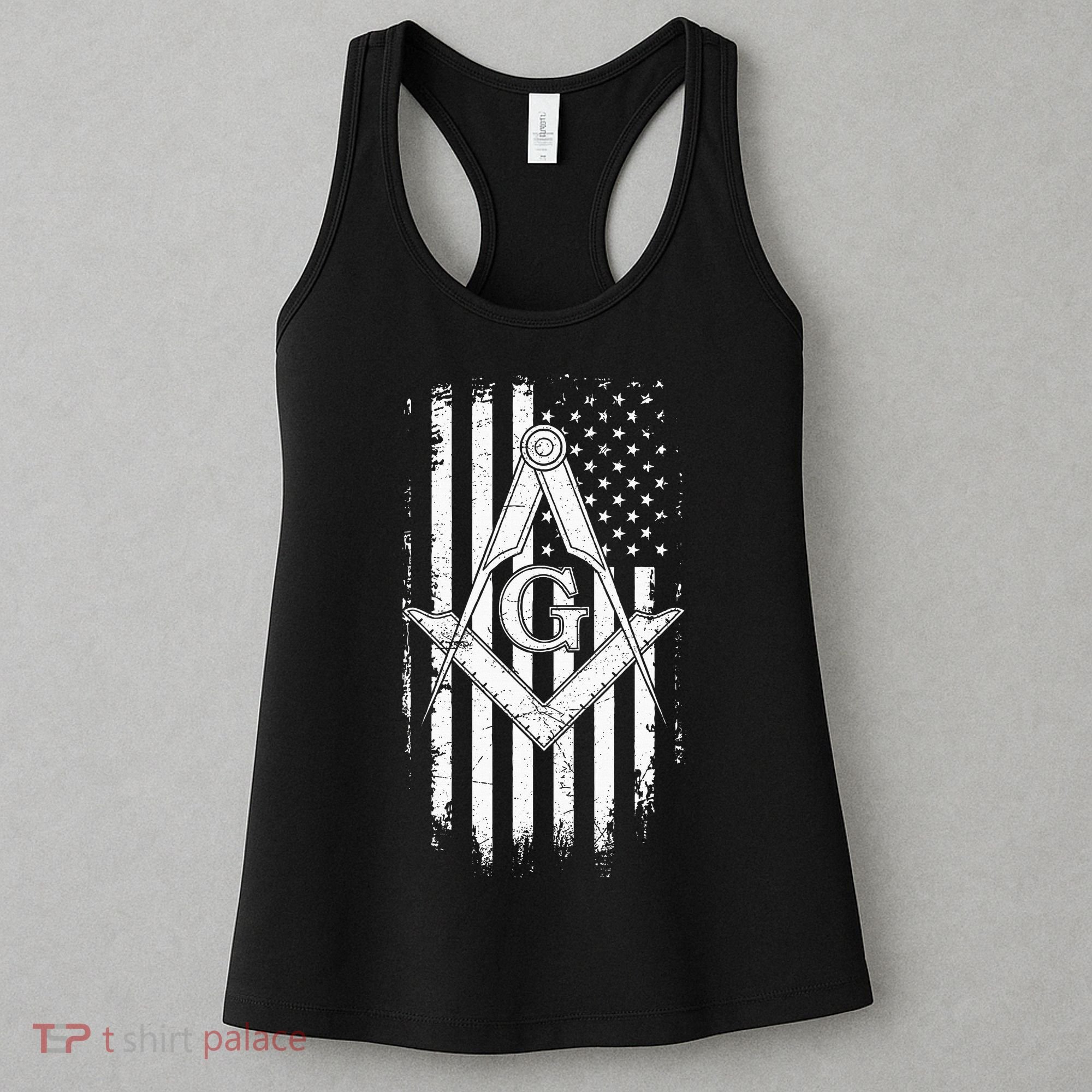 Masonic American Flag Square And Compass Freemason Women's Tank Top