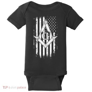 Masonic American Flag Square And Compass Freemason Baby Bodysuit
