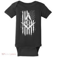 Masonic American Flag Square And Compass Freemason Baby Bodysuit thumb 0