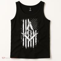 Masonic American Flag Square And Compass Freemason Tank Top thumb 2
