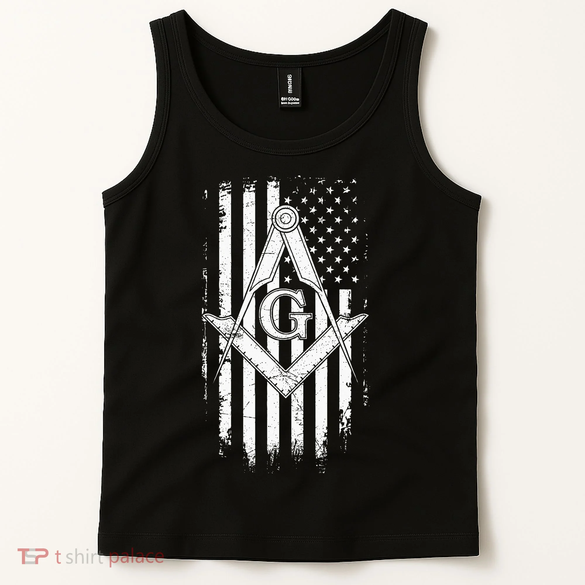 Masonic American Flag Square And Compass Freemason Tank Top