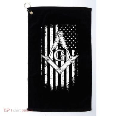 Masonic American Flag Square And Compass Freemason Golf Towel