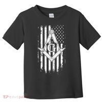 Masonic American Flag Square And Compass Freemason Toddler T-Shirt thumb 0