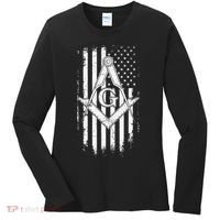 Masonic American Flag Square And Compass Freemason Women's Long Sleeve Shirt thumb 0
