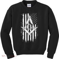 Masonic American Flag Square And Compass Freemason Kids Sweatshirt thumb 0