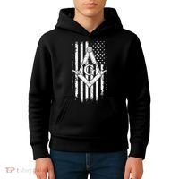 Masonic American Flag Square And Compass Freemason Kids Hoodie thumb 4