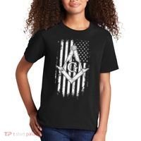 Masonic American Flag Square And Compass Freemason Kids T-Shirt thumb 2