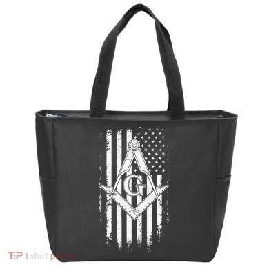 Masonic American Flag Square And Compass Freemason Tote Bag