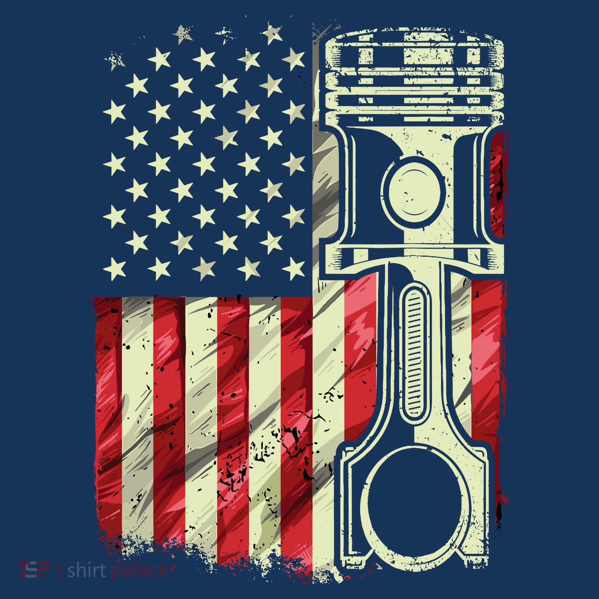 Mechanic American Flag Piston Muscle Car Patriotic Vintage Sweatshirt
