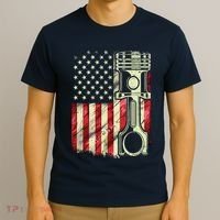 Mechanic American Flag Piston Muscle Car Patriotic Vintage T-Shirt thumb 3