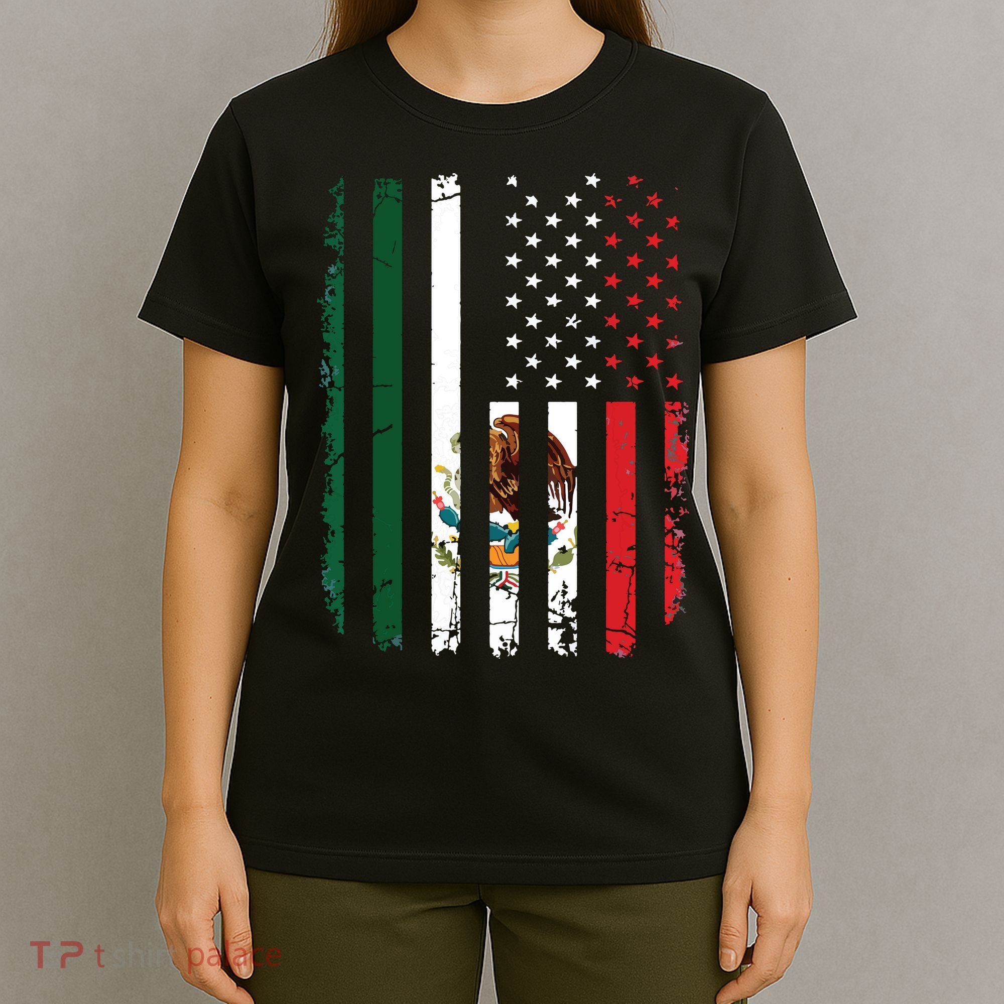 Mexican American Flag Mexican Roots Mexico America T-Shirt