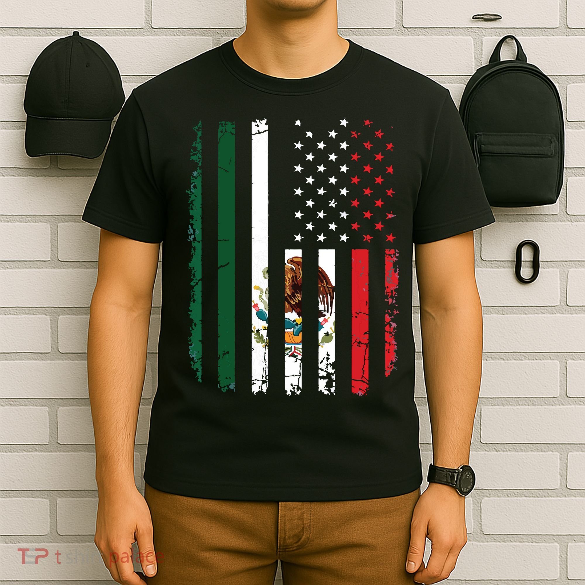 Mexican American Flag Mexican Roots Mexico America T-Shirt