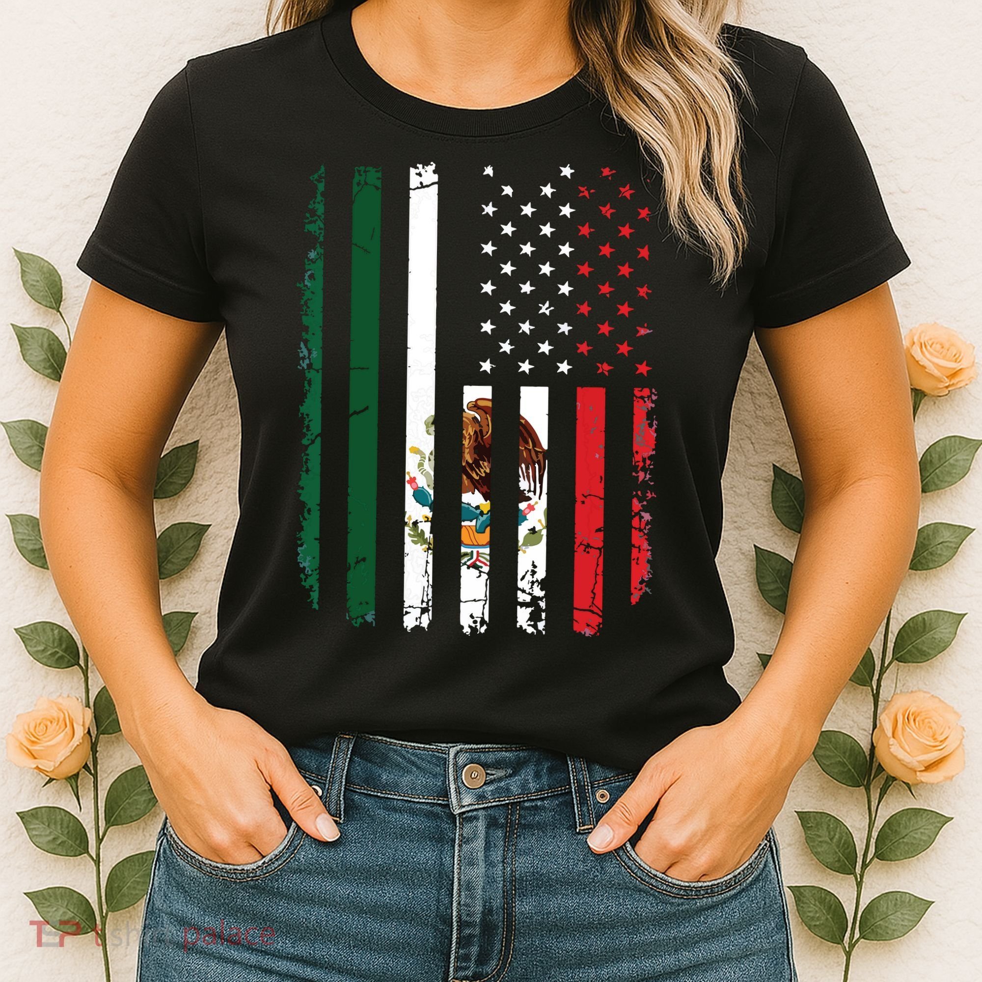 Mexican American Flag Mexican Roots Mexico America Women's T-Shirt