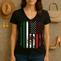 Mexican American Flag Mexican Roots Mexico America Women's V-Neck T-Shirt thumb 3