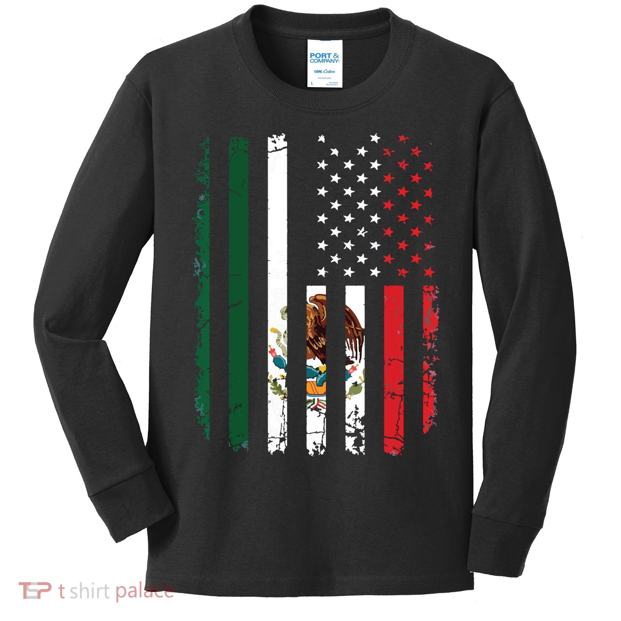 Mexican American Flag Mexican Roots Mexico America Kids Long Sleeve Shirt