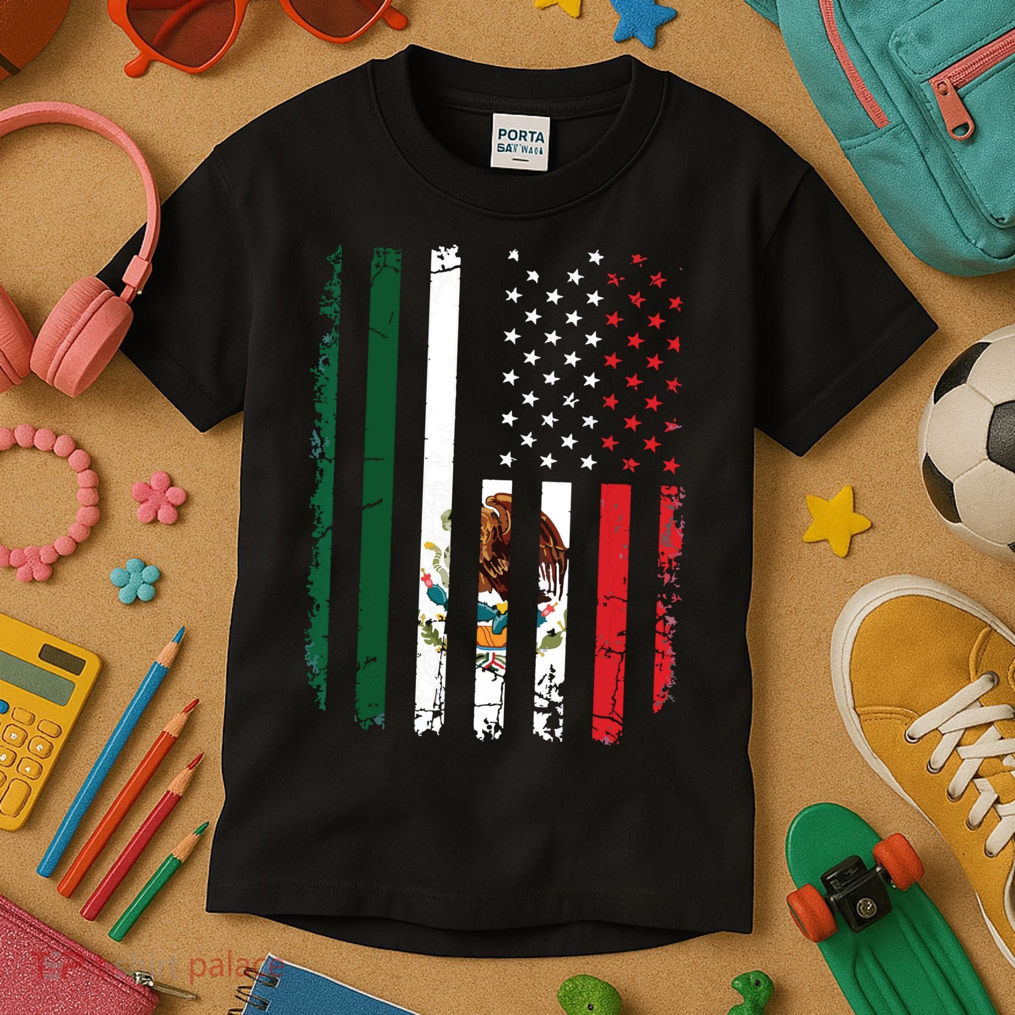 Mexican American Flag Mexican Roots Mexico America Kids T-Shirt