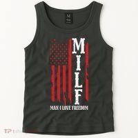 MILF American Flag Man I LIke Freedom 4th Of July Tank Top thumb 2