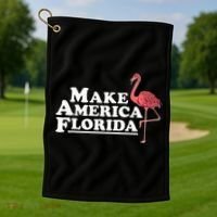 Make America Florida Funny Flamingo Golf Towel thumb 1