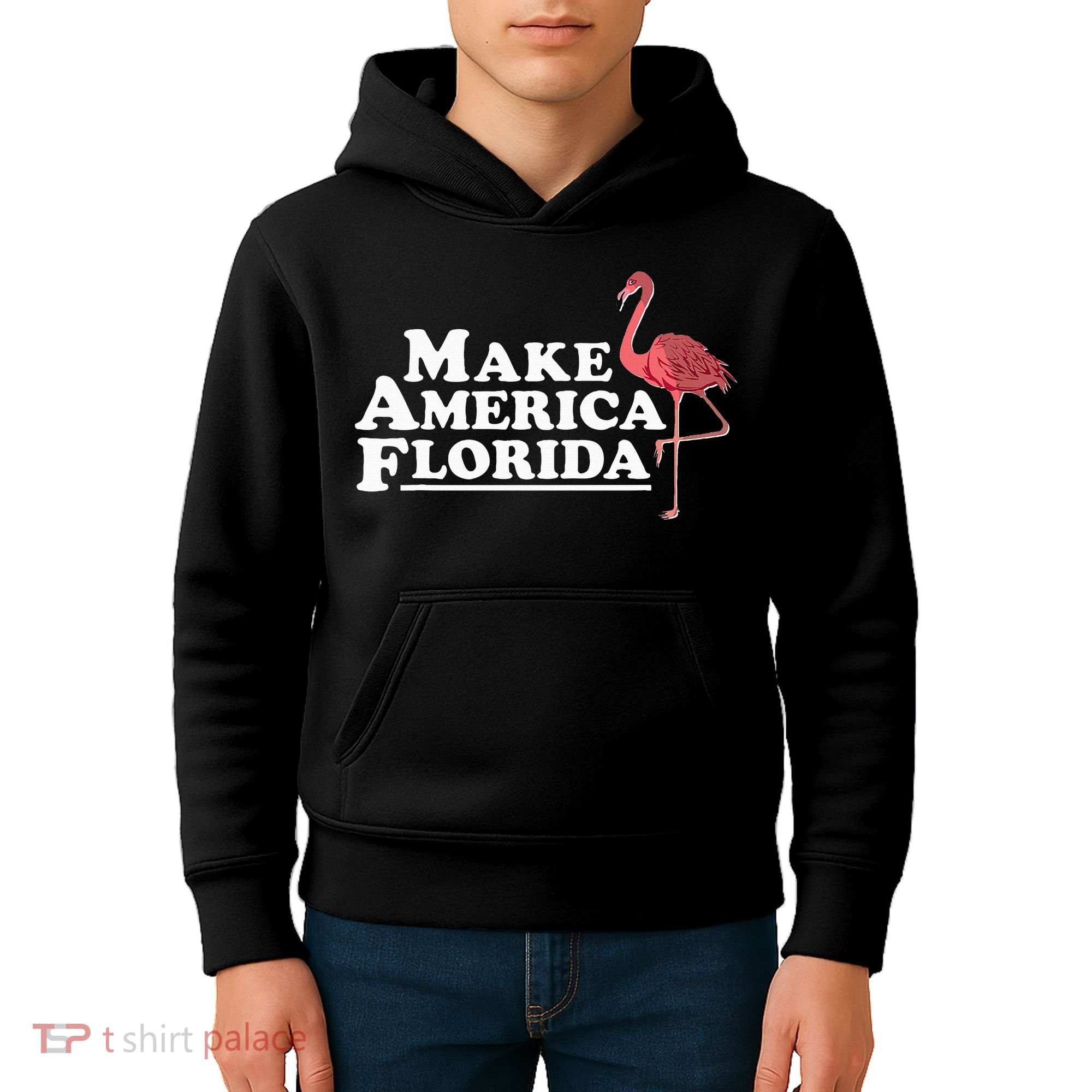 Make America Florida Funny Flamingo Kids Hoodie