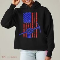 Miner American Flag Mining Gift Pick Usa Patriotic Ladies Heavyweight Boxy Pullover Hoodie thumb 0