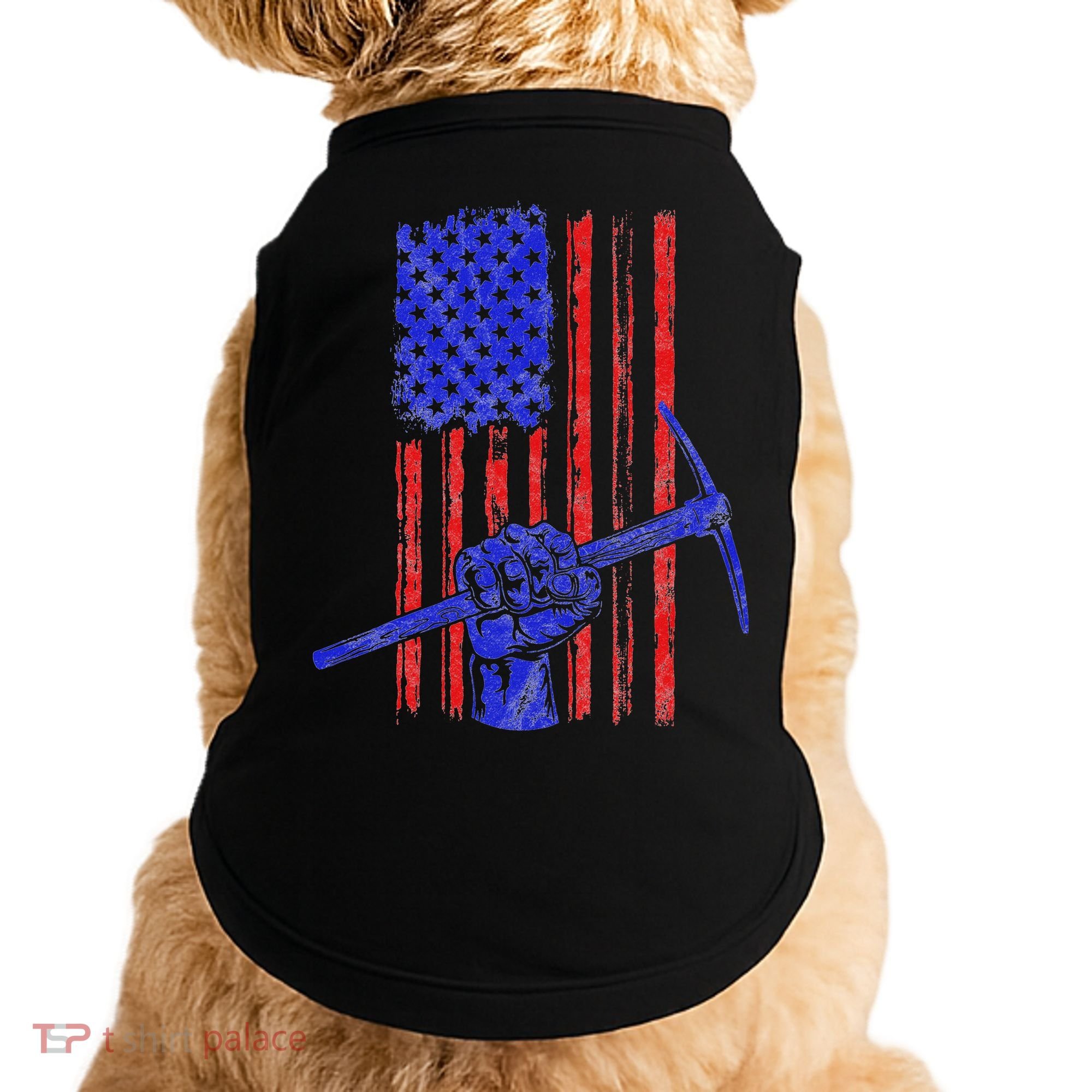 Miner American Flag Mining Gift Pick Usa Patriotic Doggie Tank