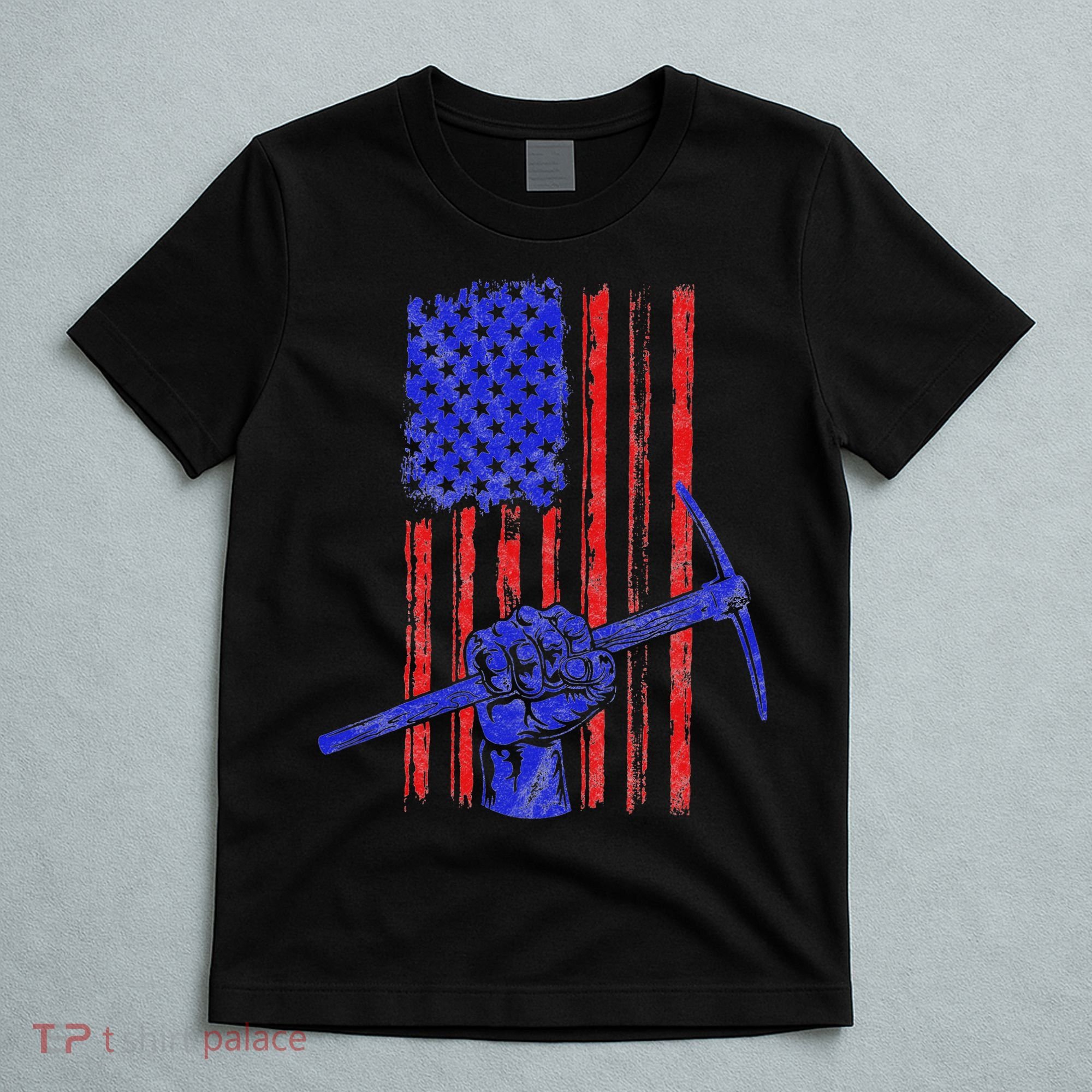 Miner American Flag Mining Gift Pick Usa Patriotic T-Shirt