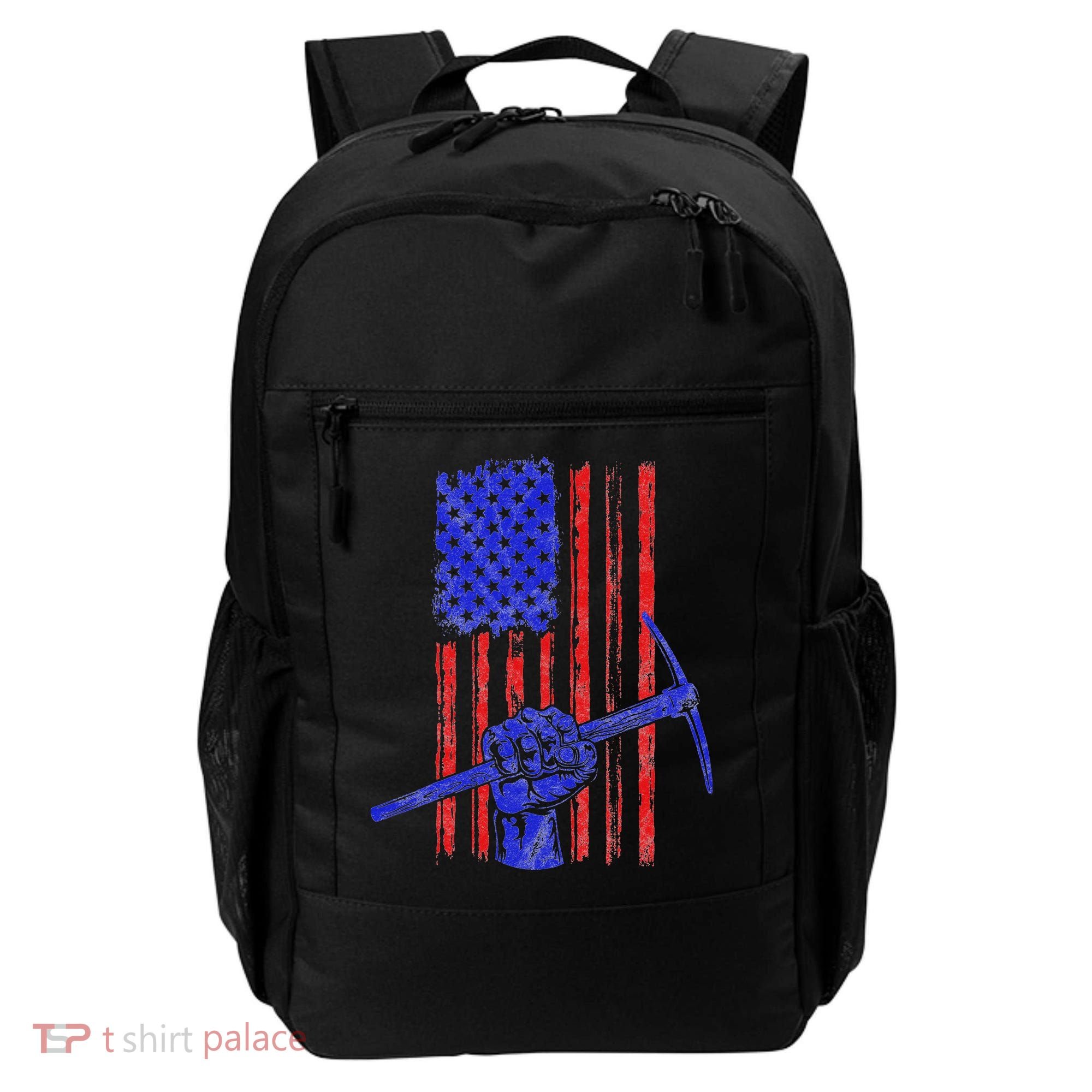 Miner American Flag Mining Gift Pick Usa Patriotic Backpack