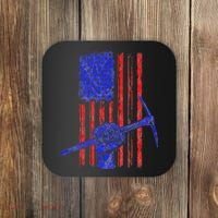 Miner American Flag Mining Gift Pick Usa Patriotic Coaster thumb 0