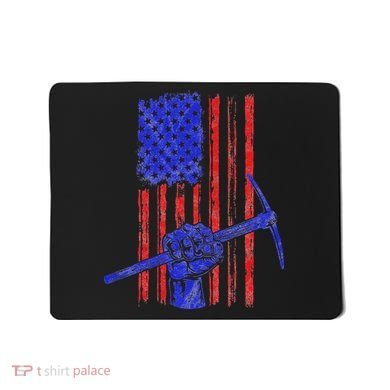 Miner American Flag Mining Gift Pick Usa Patriotic Mousepad