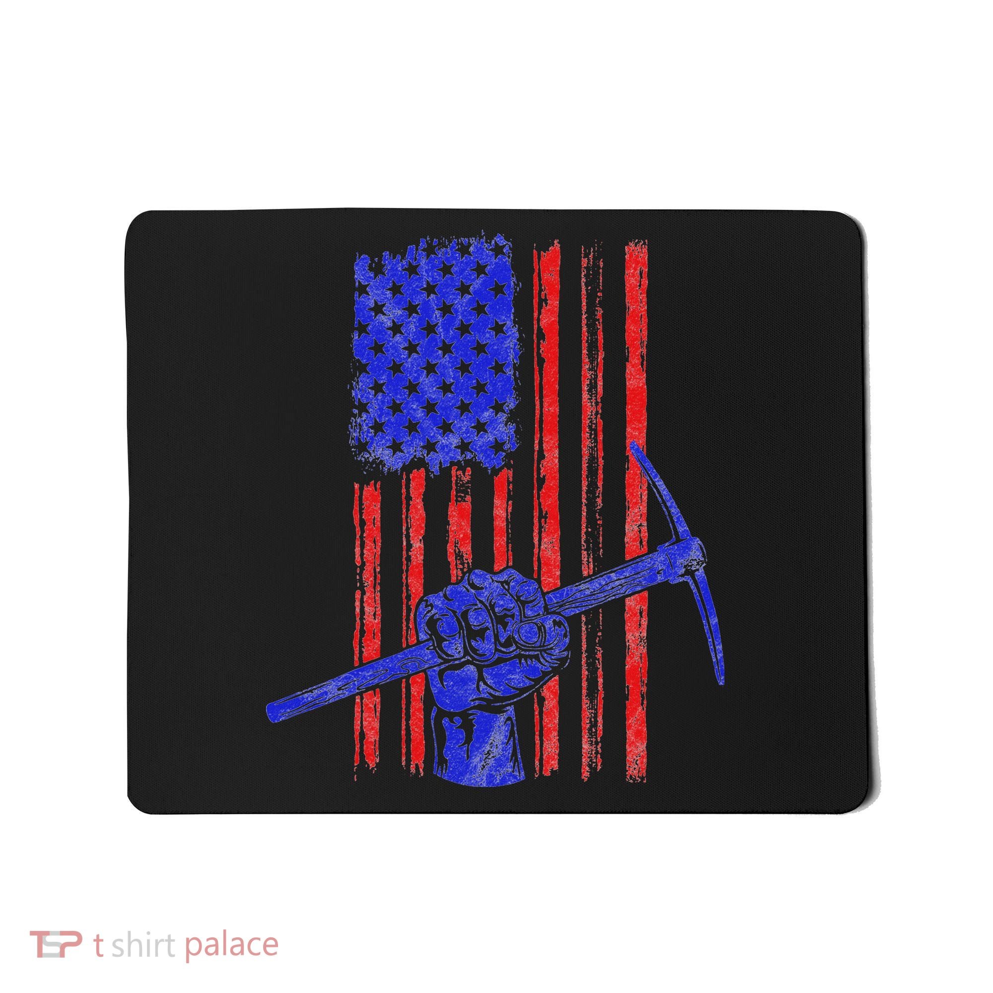 Miner American Flag Mining Gift Pick Usa Patriotic Mousepad