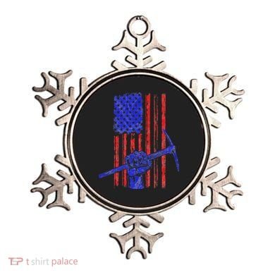 Miner American Flag Mining Gift Pick Usa Patriotic Ornament