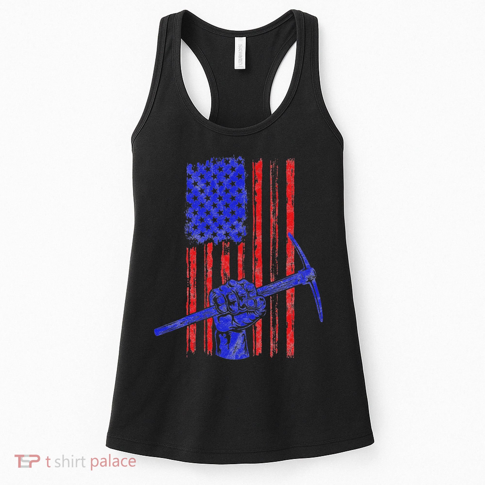 Miner American Flag Mining Gift Pick Usa Patriotic Women's Tank Top