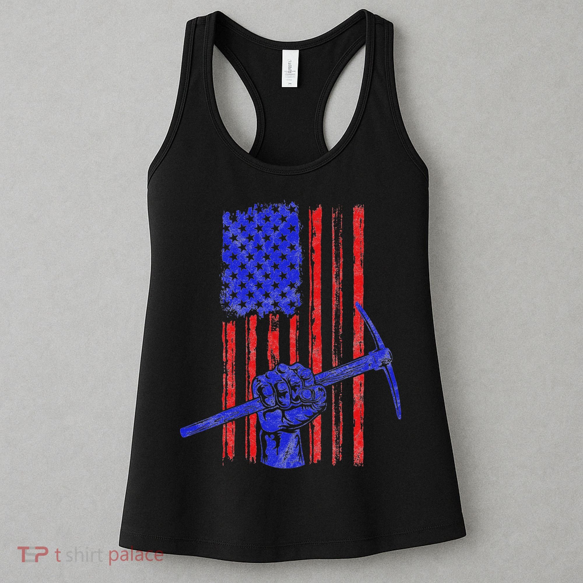 Miner American Flag Mining Gift Pick Usa Patriotic Women's Tank Top