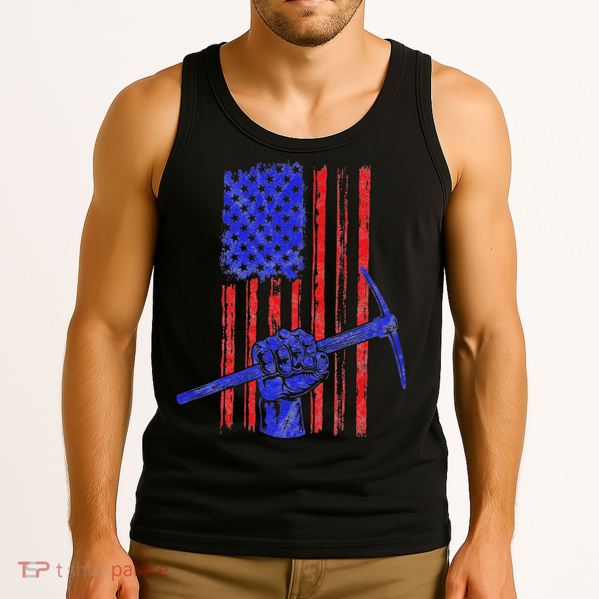 Miner American Flag Mining Gift Pick Usa Patriotic Tank Top